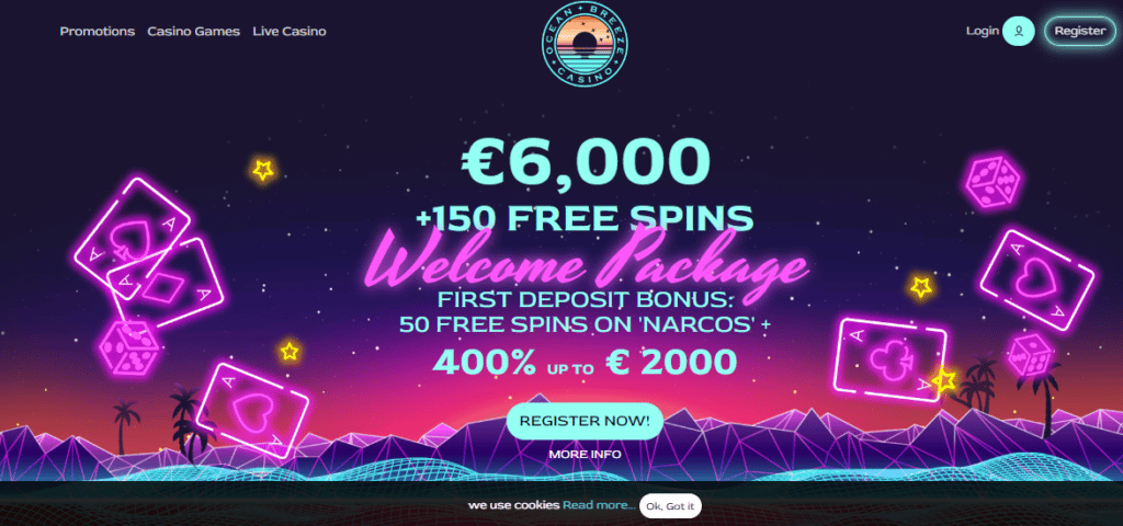 ocean breeze casino main screenshot